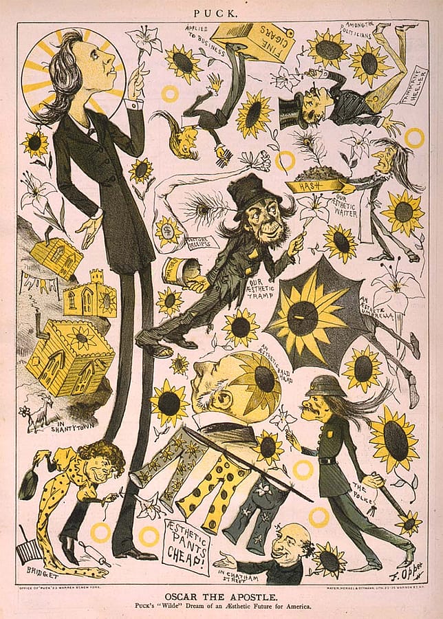 Frederick Burr Opper (1857-1937). A cartoon portraying Oscar Wilde's aesthetic philosophy from the satirical magazine Puck, January 11, 1882. Library of Congress Prints and Photographs Division Washington, D.C. 20540 USA. LC-USZC4-2894