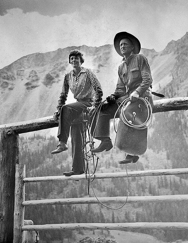 Amelia Earhart and Carl Dunrud at Double D Ranch, southwest of Meeteetse, Wyoming. MS 089 Jack Richard Photograph Collection. PN.89.106.21004.01