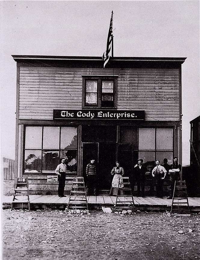 First building of the "Cody Enterprise," photographed ca. 1905. MS 6 William F. Cody Collection, McCracken Research Library. P.69.575