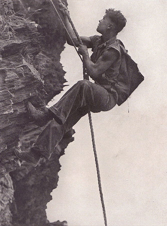 John Craighead lowers himself to a nest of red-shouldered hawks, page 111.