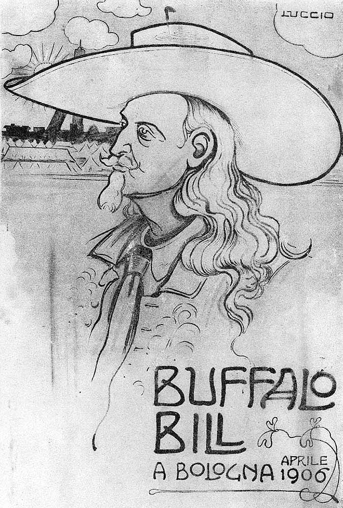 Buffalo Bill in Bologna, April 1906. "La Rana" magazine. Garlow SB.SvnrPstl.32.03