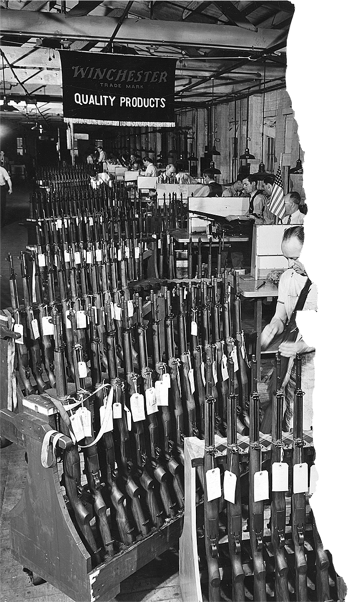Inspecting M1 Garand rifles manufactured at Winchester Repeating Arms Co. MS 20 Winchester Repeating Arms Company Archives Collection. P.20.1563