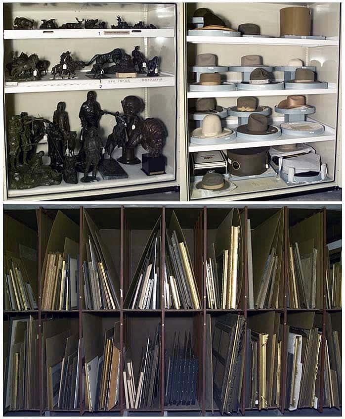 From sculptures to hats, each vault at the Center has a carefully controlled environment (temperature, humidity) and specific storage strategies to protect its collections.