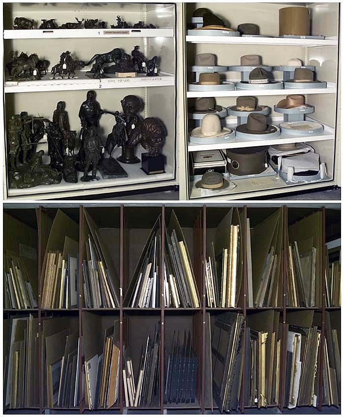 From sculptures to hats, each vault at the Center has a carefully controlled environment (temperature, humidity) and specific storage strategies to protect its collections.