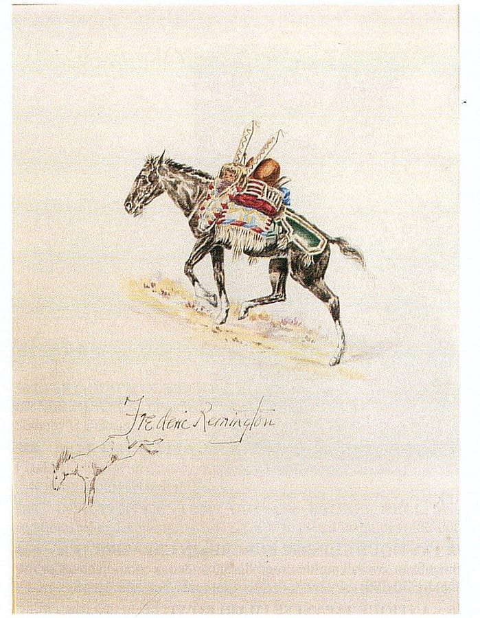 Figure 17. Copy, watercolor, painted in Francis Parkman's book, On the Oregon Trail. Photograph courtesy Frederic Remington Catalogue Raisonne