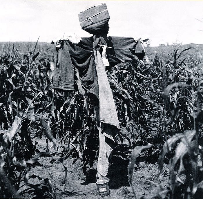 Owl Woman, Nuxbaaga (Hidatsa), with an antler rake. Fort Berthold Reservation, North Dakota. Gilbert Wilson, 1914. Minnesota Historical Society.