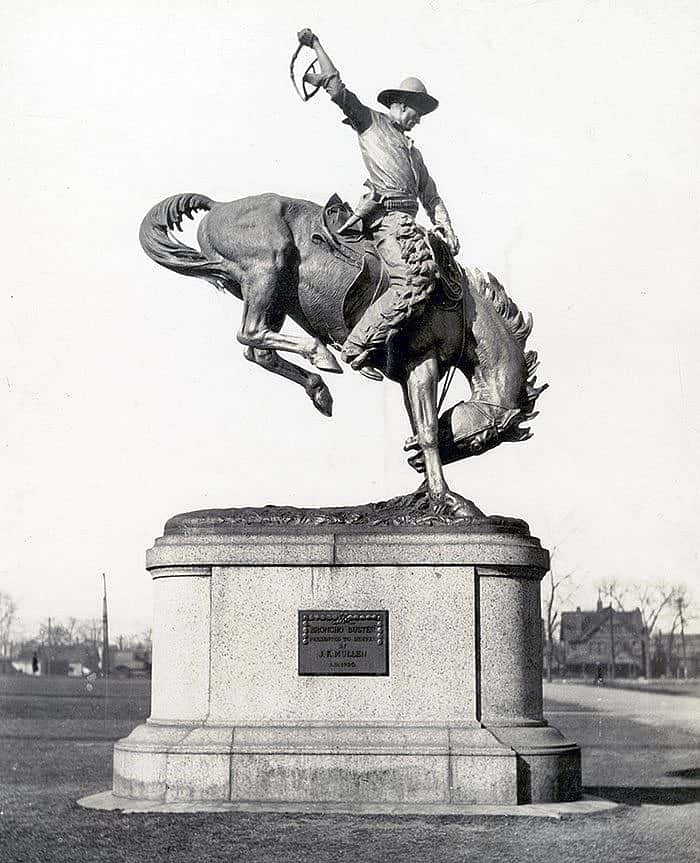 Alexander Phimister Proctor's "Broncho Buster" in Denver's Civic Center Plaza, dedicated 1920. MS 242 Alexander Phimister Proctor Collection. P.242.935
