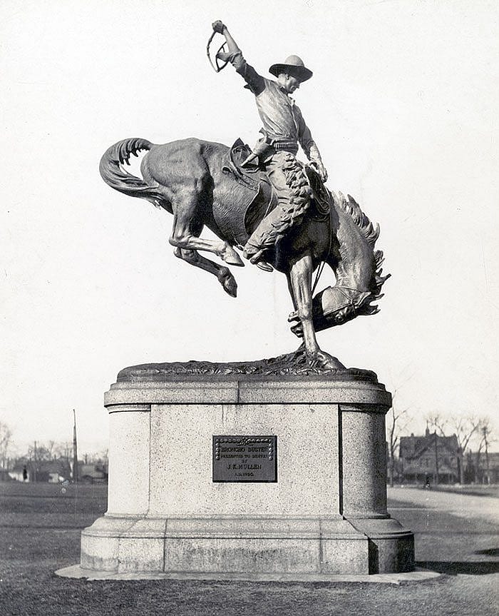 Alexander Phimister Proctor's "Broncho Buster" in Denver's Civic Center Plaza, dedicated 1920. MS 242 Alexander Phimister Proctor Collection. P.242.935