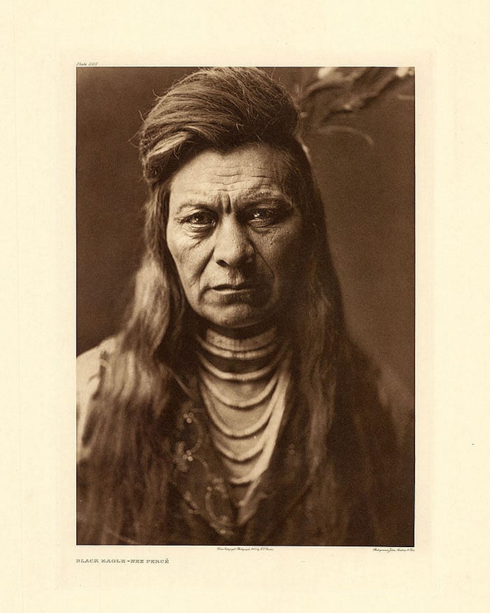 Black Eagle, Nez Perce, 1905. Photo by E.S. Curtis, from The North American Indian.