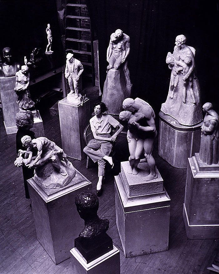 Gertrude Vanderbilt Whitney, shown here in her New York studio in this undated photograph, was the Buffalo Bill Memorial Association's choice to create a monument to their namesake. Mary Jester Allen Collection. P.69.1316