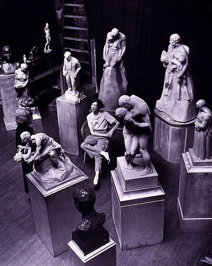 Gertrude Vanderbilt Whitney, shown here in her New York studio in this undated photograph, was the Buffalo Bill Memorial Association's choice to create a monument to their namesake. Mary Jester Allen Collection. P.69.1316