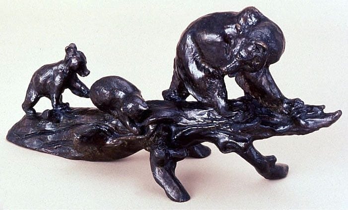 Charles M. Russell (1864-1926). "Mountain Mother," 1924. Bronze, 6 3/4 x 14 x 5 1/2 inches. Gift of William E. Weiss. 16.81