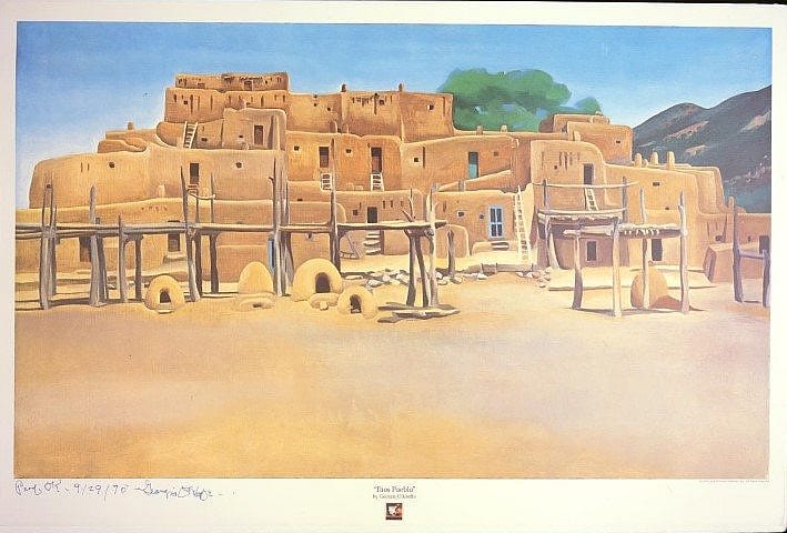 "Taos Pueblo," Georgia O'Keeffe, 1975. Lithograph on paper. 25.00.2