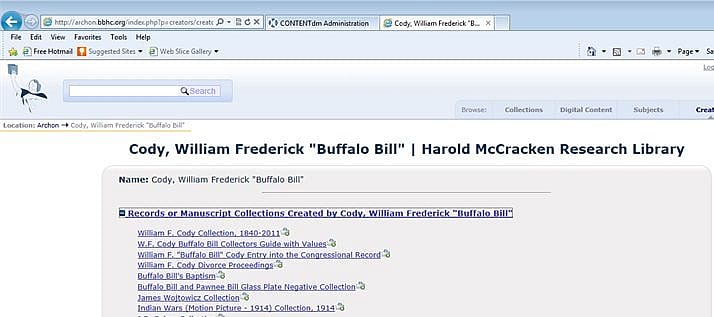 Archon McCracken Home Page-Cody, William F. Search