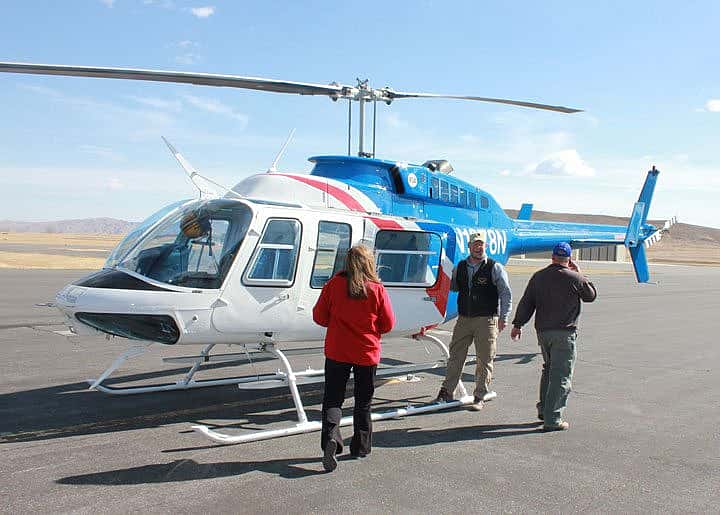 About to board a helicopter for an early April nest survey flight.