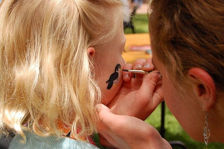 Close up of face painting.