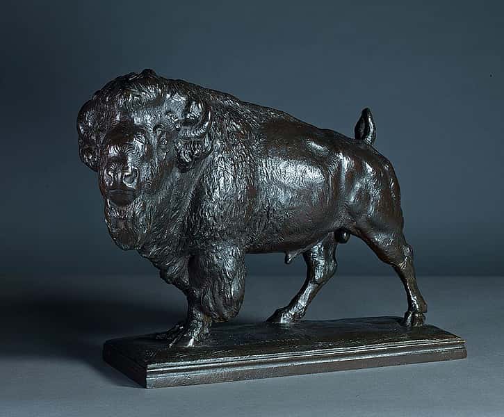 Alexander Phimister Proctor (1860–1950). Q Street Buffalo, 1912 (date copyright). Bronze. Gorham Co. New York Founders. Buffalo Bill Center of the West, Cody, Wyoming, USA. Gift of A. Phimister Proctor Museum with special thanks to Sandy and Sally Church. 2.16.2. Photograph by William J. O'Connor.