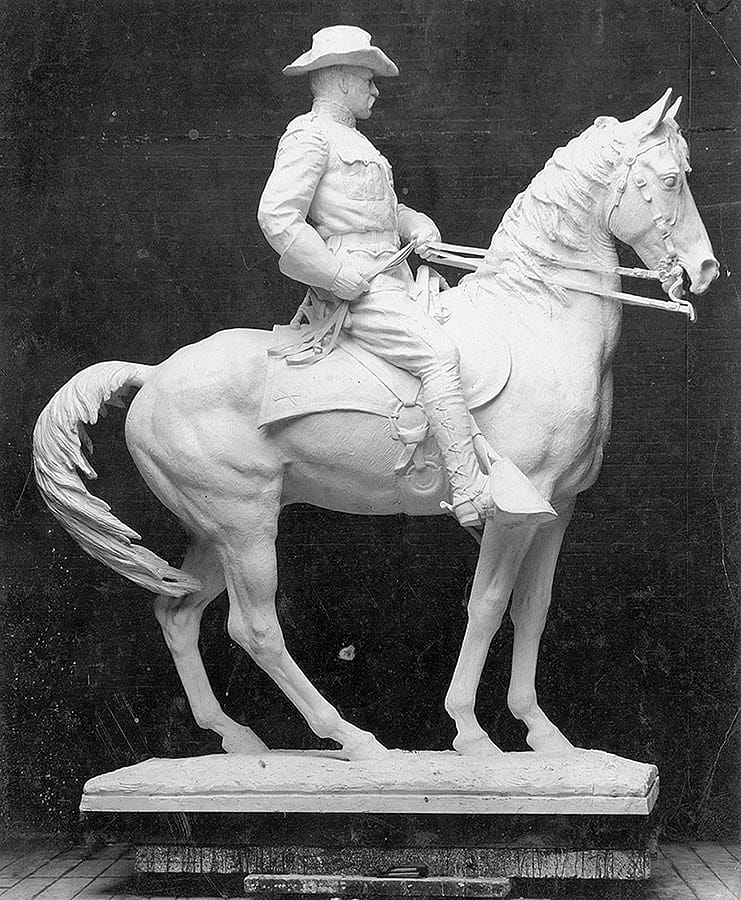The plaster model from which "Rough Rider" was cast. The plaster is now in the collection of the Whitney Western Art Museum, on view in the Proctor Studio re-creation. P.242.1050