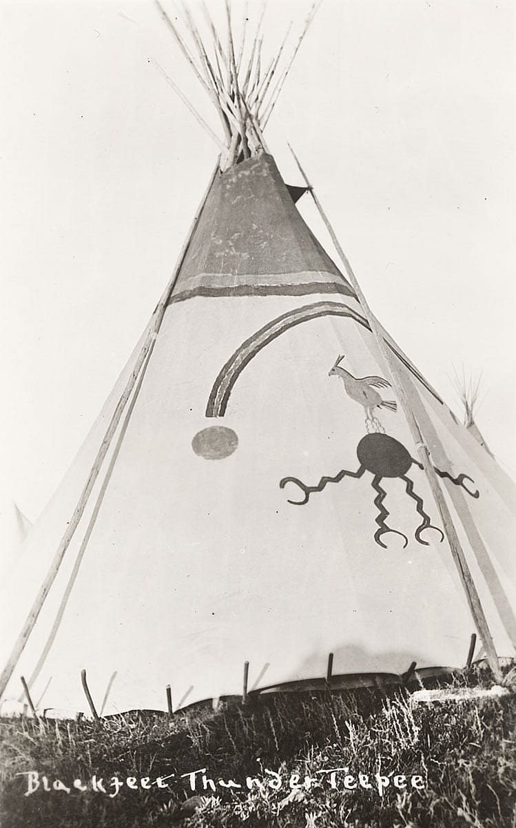 Blood Indian tipi in encampment, ca. 1915-1925. MS 320 Paul Dyck Plains Indian Buffalo Culture Collection. P.320.145