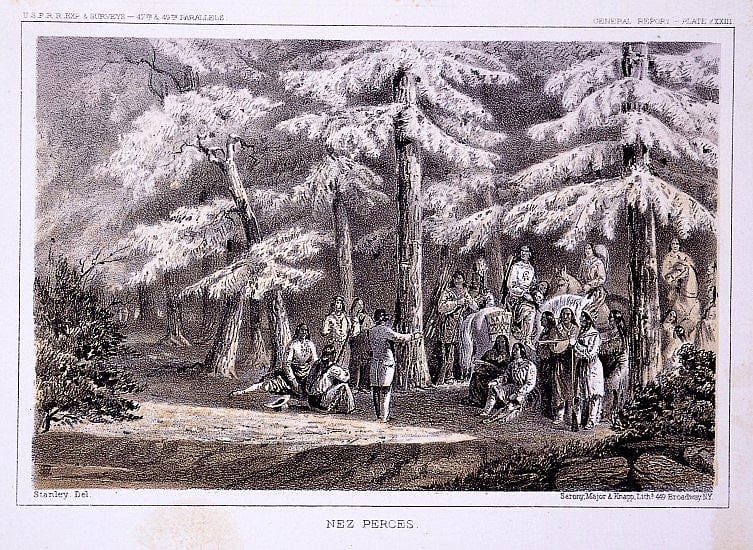 Nez Perces, ca. 1857-1860. Tinted lithograph on paper. Gift of Gloria S. Duffy and Family. 8.96