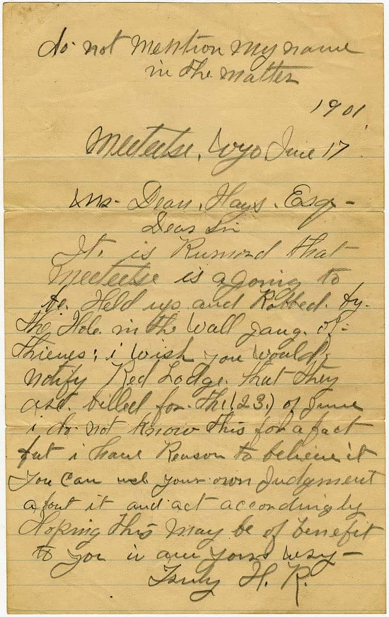 Letter. MS 92 Dean Hays Collection, McCracken Research Library. MS92.01.01