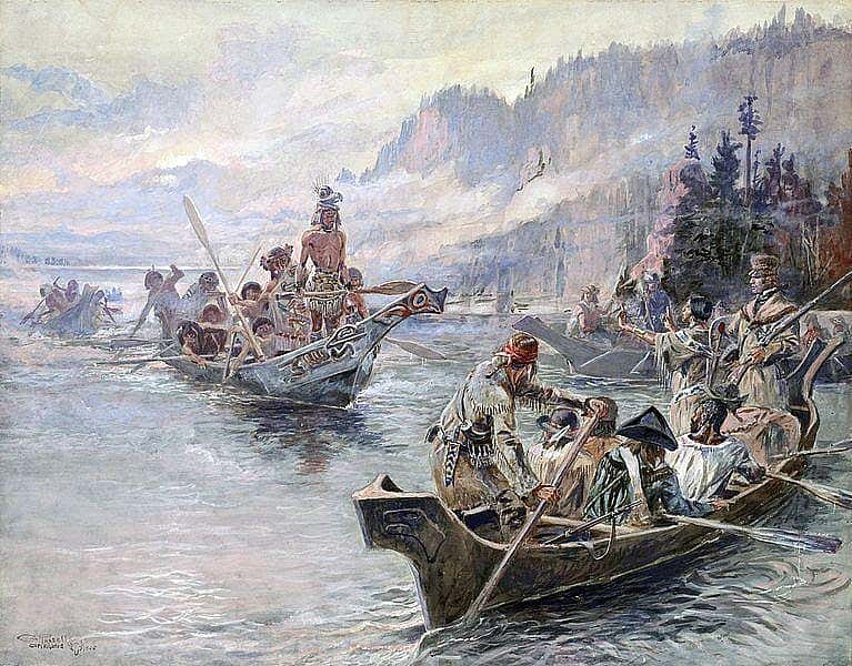 Charles M. Russell, Lewis and Clark on the Lower Columbia, 1905. Watercolor on paper, 1961.195, Amon Carter Museum of American Art, Fort Worth, Texas.