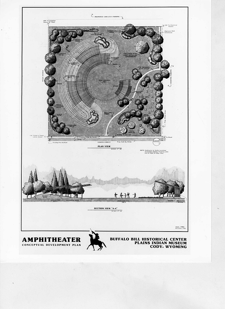 Conceptual drawing for Powwow Grounds Amphitheater, December, 1985. 