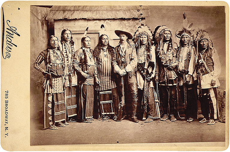 Buffalo bill photographed with several Indian scouts, ca. 1886. Finley A. Goodman Collection. P.69.1800