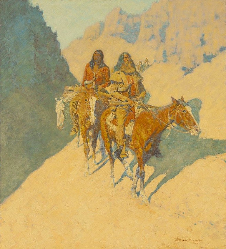 Figure 9. The Unknown Explorers, 1908. Sid Richardson Museum, Fort Worth, Texas. Cat. no. 02875. Despite Remington's changing artistic styles in the late years of his life, he refused to abandon the motivation central to his work from the beginning--celebrating the American West and its history through the richly tinted filters of his prodigious imagination.