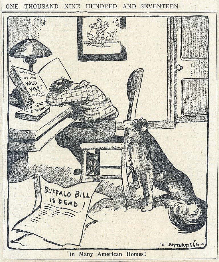 In scrapbooks everywhere, this cartoon mourns the death of Buffalo Bill.