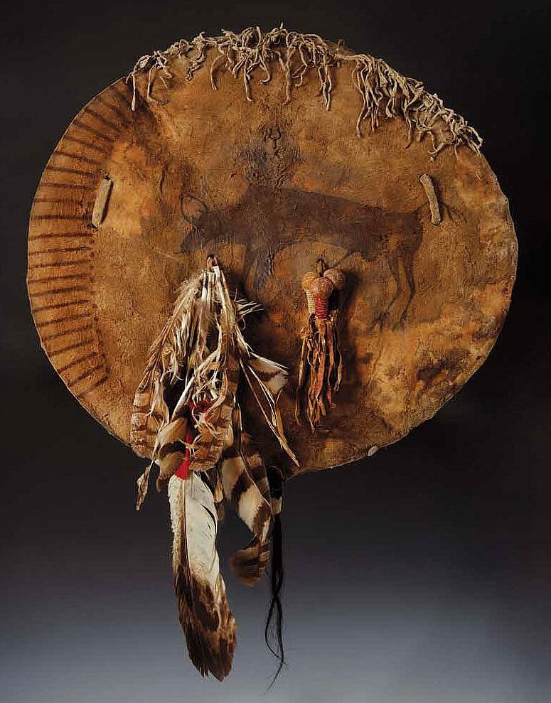 Shield. Humped Wolf, Apsaalooke (Crow), Northern Plains, ca. 1870. NA.108.136.