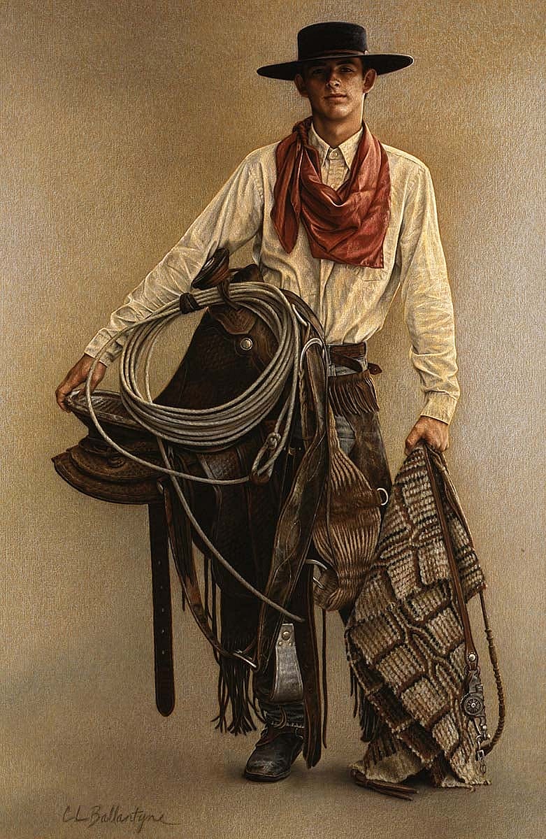 Carrie L. Ballantyne (b. 1956). "Great Basin Buckaroo," ca. 2004. Color pencil. William E. Weiss Purchase Award - 2004 Buffalo Bill Art Show & Sale. 10.04