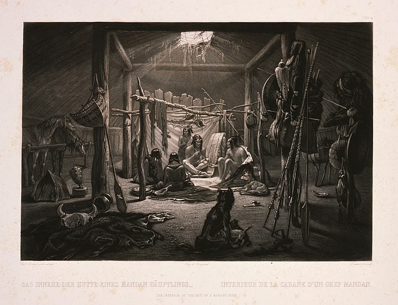 Karl Bodmer's "The interior of the Hut of a Mandan Chief." 21.69.19