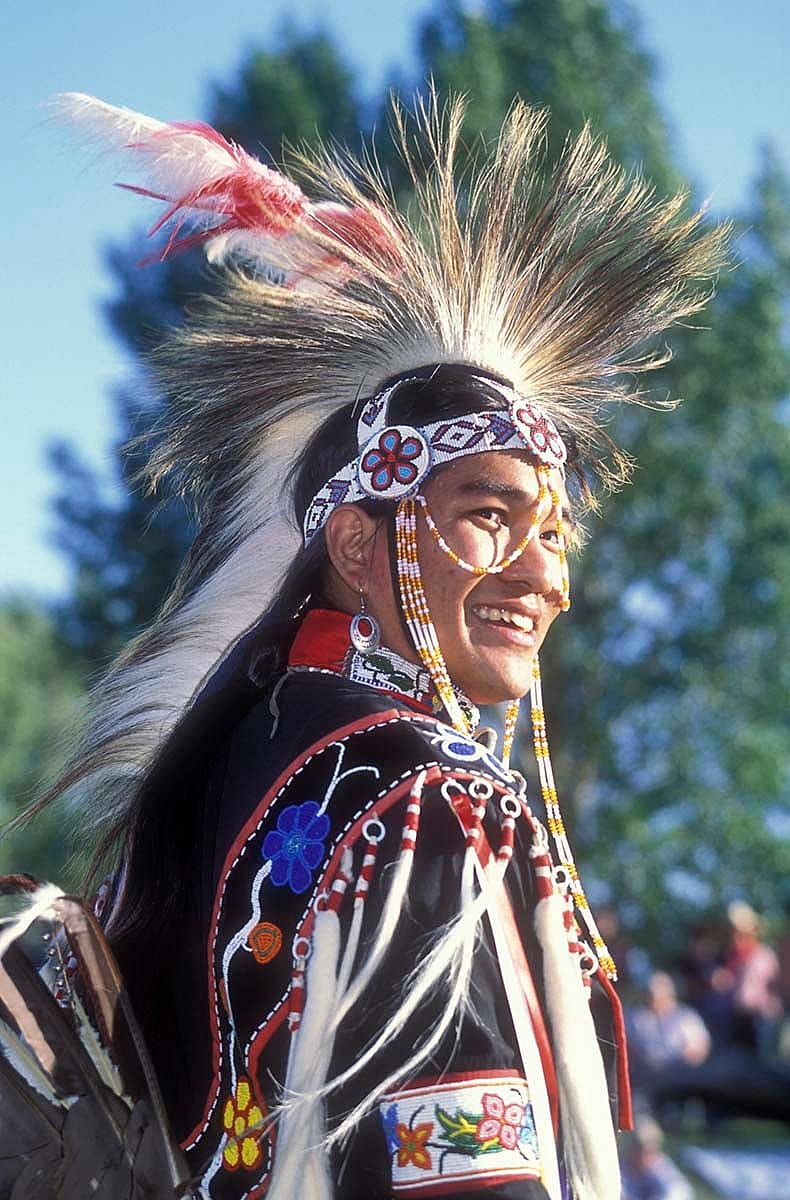 Adam Tsosie Nordwall, Shoshone-Chippewa-Navajo dancer from Fallon, Nevada. 2003 Plains Indian Museum Powwow.