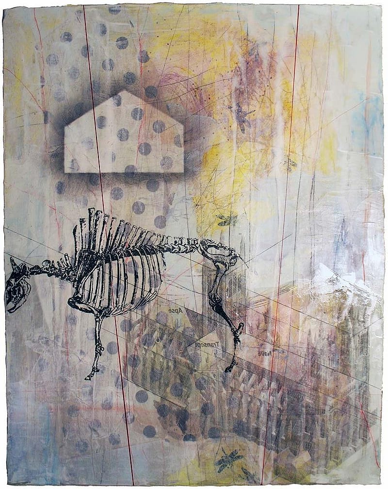 Al Hubbard, "Systematic 1," 2024. Mixed media on canvas, 16 x 20 inches.