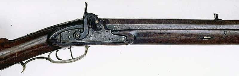 J. and S. Hawken Full Stock Percussion Rifle, .58 caliber, 1825-1849. Gift of William B. Ruger, Sr. and Sturm, Ruger and Company. 1997.4.14 (detail)