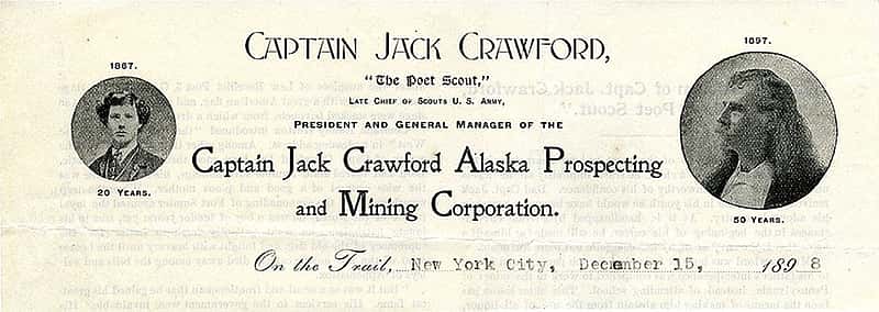 Portion of the letterhead of Crawford's Alaska Prospecting and Mining Corporation, December 15, 1898. MS 322 John Wallace Crawford Collection. MS322.03.09.06