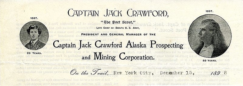 Portion of the letterhead of Crawford's Alaska Prospecting and Mining Corporation, December 15, 1898. MS 322 John Wallace Crawford Collection. MS322.03.09.06