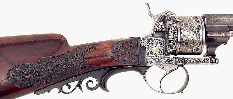 A Treasure from Our West: Pinfire revolving rifle. 2002.23.1 (detail)