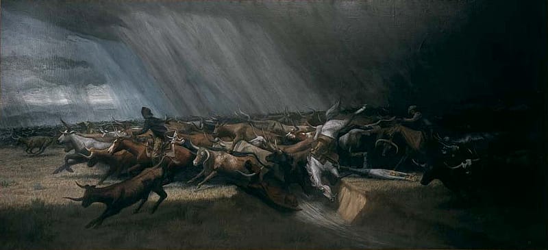(Fig. 4) Harry Jackson. Stampede (1965). Oil on canvas. Gifts of The Coe Foundation. 29.65