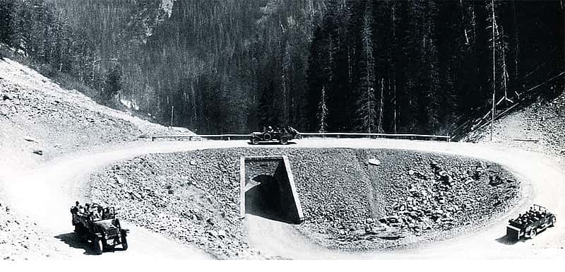 Corkscrew Bridge, Sylvan Pass, ca. 1920. F.J. Hiscock, photographer.