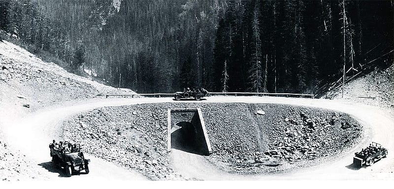Corkscrew Bridge, Sylvan Pass, ca. 1920. F.J. Hiscock, photographer.
