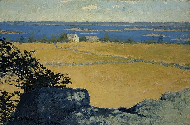 Frederic Remington is a frequent subject of research inquiries. 'Chippewa Bay' by Remington, ca. 1908. 2.67