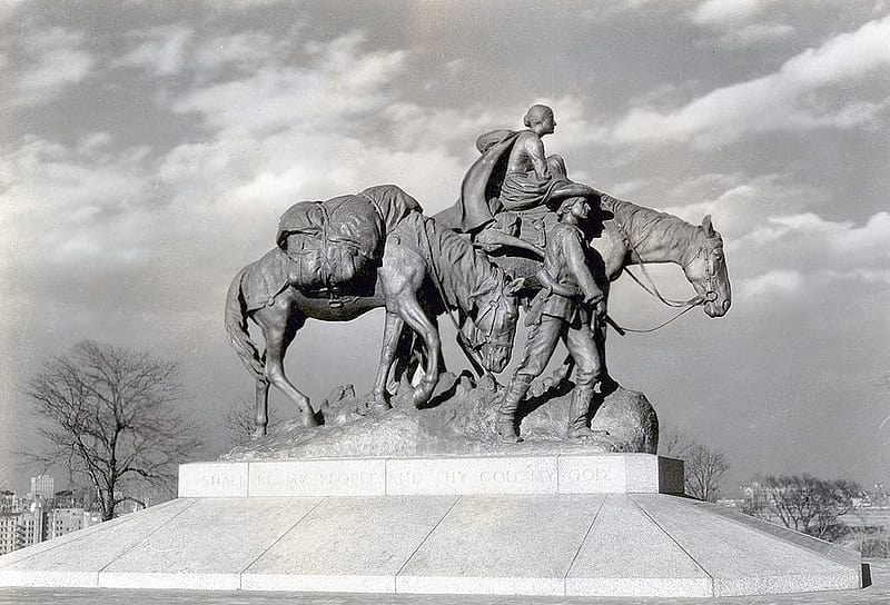 Alexander Phimister Proctor's "Pioneer Mother" (Equestrian) in Penn Valley Park, Kansas City, Missouri, dedicated 1927. MS 242 Alexander Phimister Proctor Collection. P.242.1138
