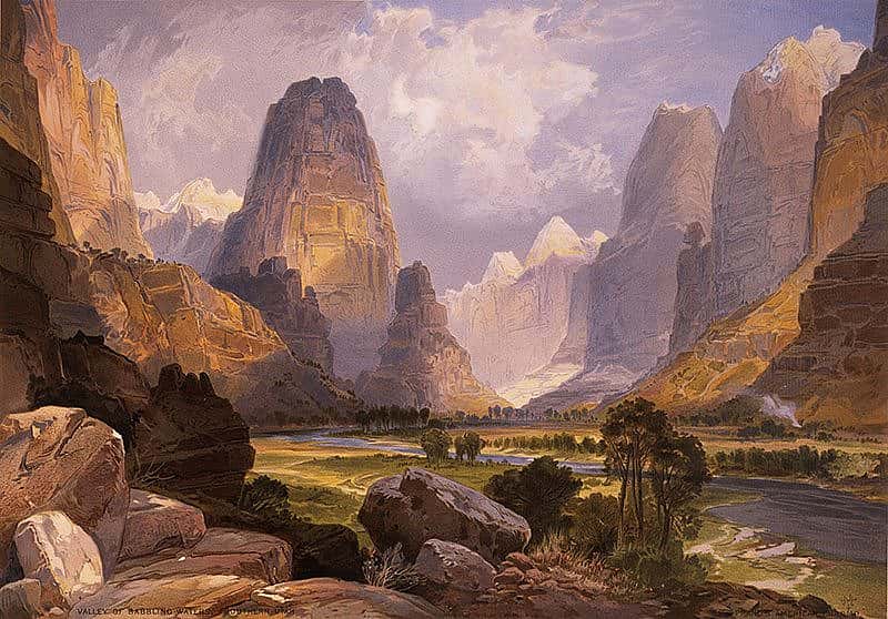 Yellowstone in art: Thomas Moran's "The Valley of the Babbling Waters, Southern Utah." 18.71.14