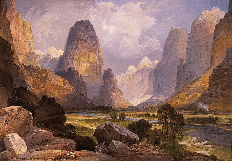 Yellowstone in art: Thomas Moran's "The Valley of the Babbling Waters, Southern Utah." 18.71.14