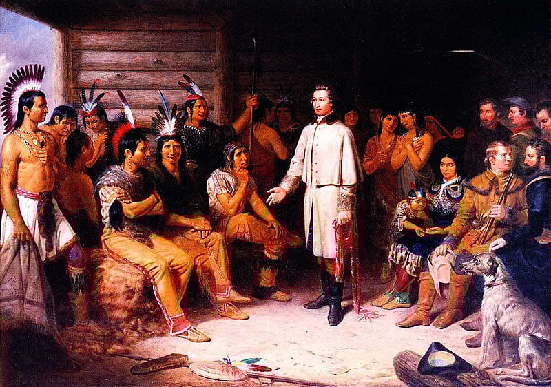 Junius Brutus Stearns (1810-1885). Wcashington and the Indians, 1847, oil on canvas, 36 x 50 inches. Loan from Mr. and Mrs. W.D. Weiss. [now returned to lender; L.77.86.2]