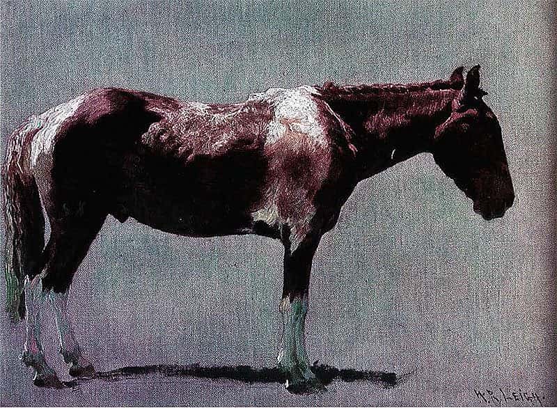 William R. Leigh (1866-1955). "A Pinto Sioux Pony, Cody, Wyoming," c. 1921. Oil on canvas board, 13 x 16 1/2 in. Gilcrease Museum, Tulsa, Oklahoma