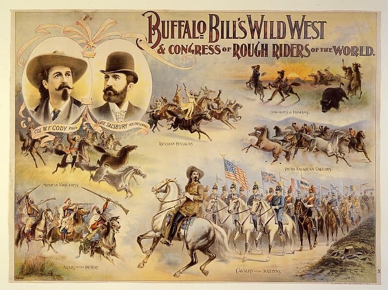 Wild West poster, ca. 1895, with performers from around the world. Gift of the Coe Foundation. 1.69.170