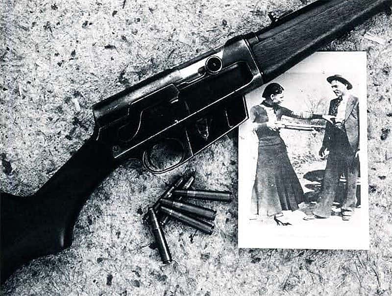 On May 23, 1934, a car carrying notorious outlaws Bonnie Parker and Clyde Barrow stopped at a roadblock in northwest Louisiana. As the two emerged, a fusillade of bullets gunned down the pair. Among the deputies delivering the barrage was Prentis Oakley, using this Remington Model 8 semi-automatic rifle borrowed from Dr. Henry Shilee. Deputy Oakley later remembered, "I was aiming at Clyde Barrow's head when I shot." Photograph by Paul Goodwin.